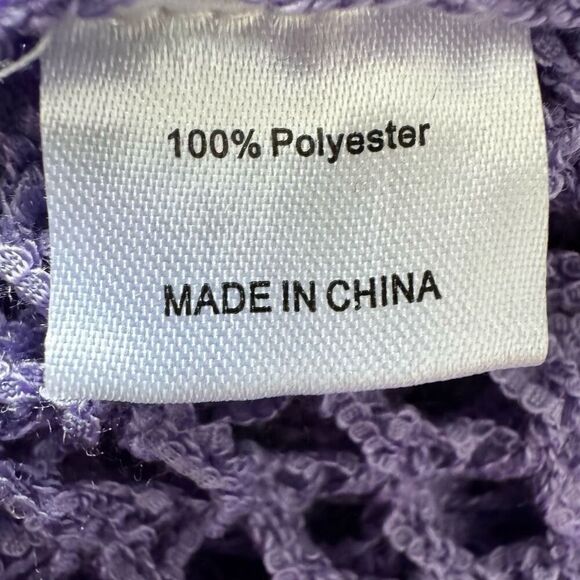 Crotchet Flare Sleeve Purple Knit Top Sweater - Picture 5 of 6